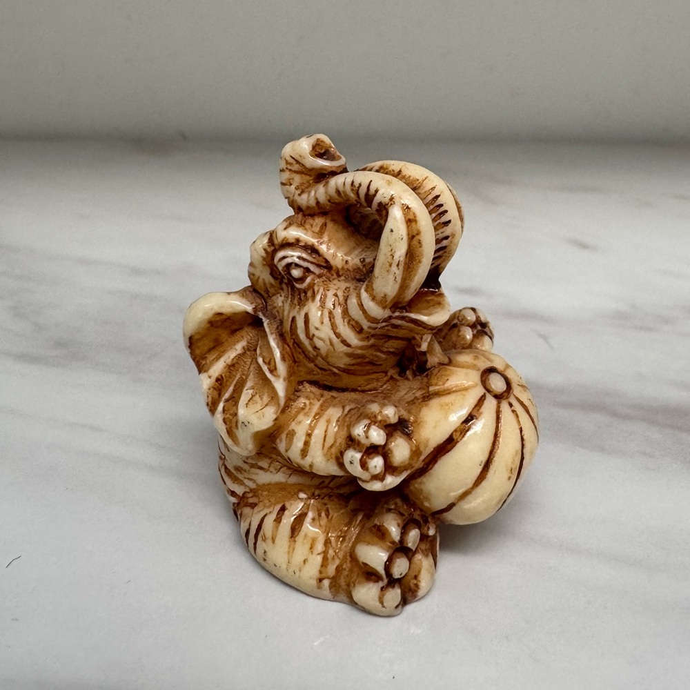 Elephant Figurine - Brown and Cream
